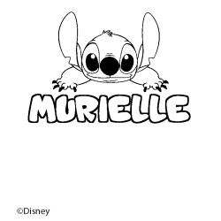 Coloriage pr&eacute;nom MURIELLE - d&eacute;cor Stitch