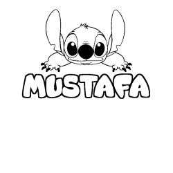 Coloriage prénom MUSTAFA - décor Stitch