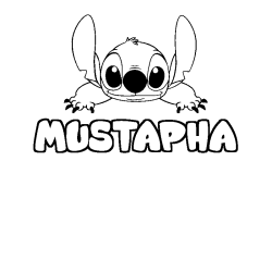Coloriage prénom MUSTAPHA - décor Stitch