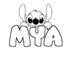 Coloriage prénom MYA - décor Stitch