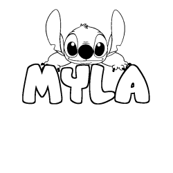Coloriage prénom MYLA - décor Stitch