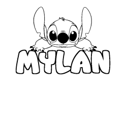 Coloriage prénom MYLAN - décor Stitch