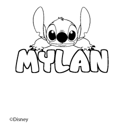 Coloriage pr&eacute;nom MYLAN - d&eacute;cor Stitch