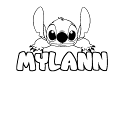 Coloriage prénom MYLANN - décor Stitch