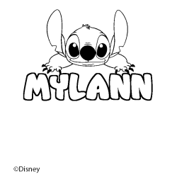 Coloriage pr&eacute;nom MYLANN - d&eacute;cor Stitch