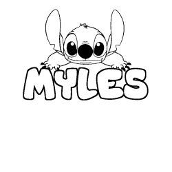 Coloriage prénom MYLES - décor Stitch