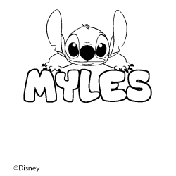 Coloriage pr&eacute;nom MYLES - d&eacute;cor Stitch