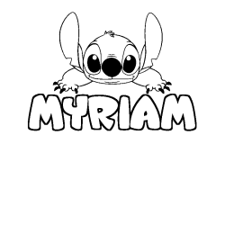 Coloriage prénom MYRIAM - décor Stitch