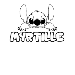 Coloriage prénom MYRTILLE - décor Stitch