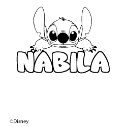 Coloriage pr&eacute;nom NABILA - d&eacute;cor Stitch