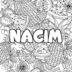 Coloriage NACIM - d&eacute;cor Mandala fruits