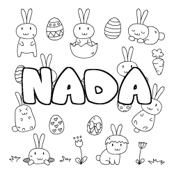 Coloriage pr&eacute;nom NADA - d&eacute;cor Paques