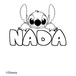Coloriage pr&eacute;nom NADA - d&eacute;cor Stitch
