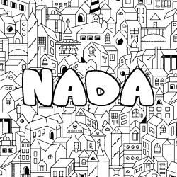Coloriage prénom NADA - décor Ville