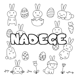 Coloriage pr&eacute;nom NADEGE - d&eacute;cor Paques