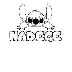 Coloriage prénom NADEGE - décor Stitch