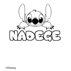 Coloriage pr&eacute;nom NADEGE - d&eacute;cor Stitch