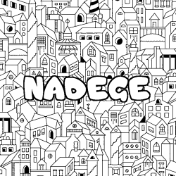 Coloriage prénom NADEGE - décor Ville