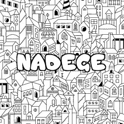 Coloriage pr&eacute;nom NADEGE - d&eacute;cor Ville