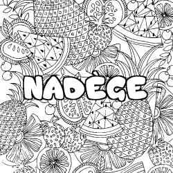 Coloriage pr&eacute;nom NAD&Egrave;GE - d&eacute;cor Mandala fruits