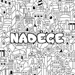 Coloriage pr&eacute;nom NAD&Egrave;GE - d&eacute;cor Ville