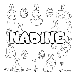 Coloriage pr&eacute;nom NADINE - d&eacute;cor Paques