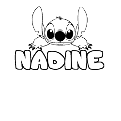 Coloriage prénom NADINE - décor Stitch