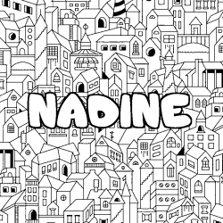 Coloriage prénom NADINE - décor Ville