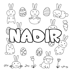 Coloriage pr&eacute;nom NADIR - d&eacute;cor Paques