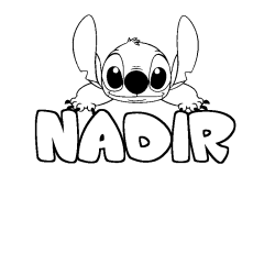 Coloriage prénom NADIR - décor Stitch