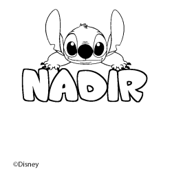 Coloriage pr&eacute;nom NADIR - d&eacute;cor Stitch