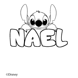 Coloriage pr&eacute;nom NAEL - d&eacute;cor Stitch