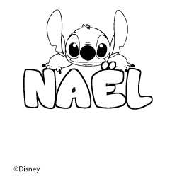 Coloriage pr&eacute;nom NA&Euml;L - d&eacute;cor Stitch