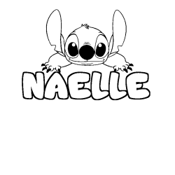 Coloriage prénom NAELLE - décor Stitch