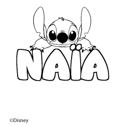 Coloriage pr&eacute;nom NA&Iuml;A - d&eacute;cor Stitch
