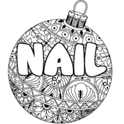 Coloriage prénom NAIL - décor Boule de Noël