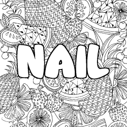 Coloriage pr&eacute;nom NAIL - d&eacute;cor Mandala fruits
