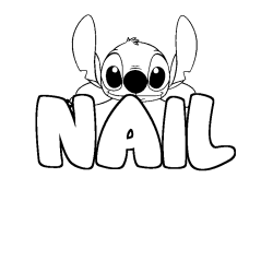 Coloriage prénom NAIL - décor Stitch