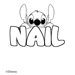 Coloriage pr&eacute;nom NAIL - d&eacute;cor Stitch