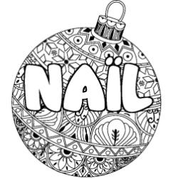 Coloriage pr&eacute;nom NA&Iuml;L - d&eacute;cor Boule de No&euml;l
