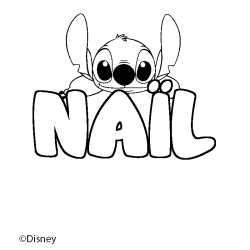 Coloriage pr&eacute;nom NA&Iuml;L - d&eacute;cor Stitch