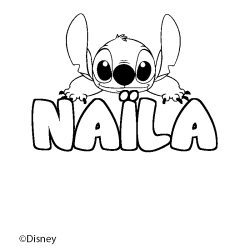 Coloriage pr&eacute;nom NA&Iuml;LA - d&eacute;cor Stitch