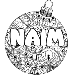 Coloriage pr&eacute;nom NAIM - d&eacute;cor Boule de No&euml;l