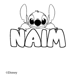 Coloriage pr&eacute;nom NAIM - d&eacute;cor Stitch