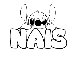 Coloriage prénom NAIS - décor Stitch