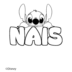 Coloriage pr&eacute;nom NAIS - d&eacute;cor Stitch