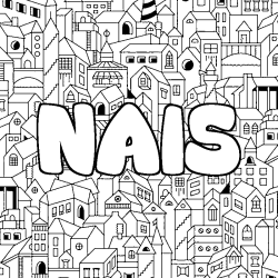 Coloriage prénom NAIS - décor Ville