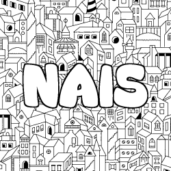 Coloriage pr&eacute;nom NAIS - d&eacute;cor Ville