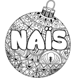 Coloriage pr&eacute;nom NA&Iuml;S - d&eacute;cor Boule de No&euml;l