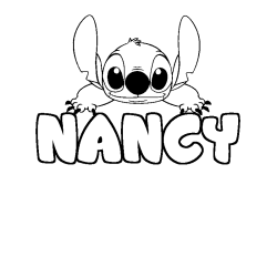 Coloriage prénom NANCY - décor Stitch